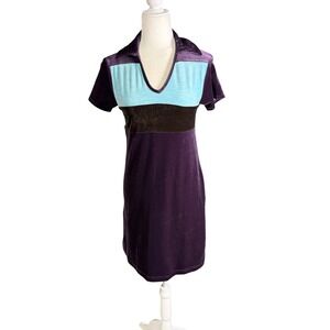 Express Tricot Womens Purple Velvet Collared Mini Dress XS